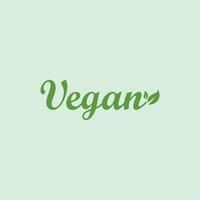 vegano scrittura design logo con verde le foglie vettore