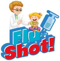 poster di vaccino antinfluenzale con medico e bambina vettore