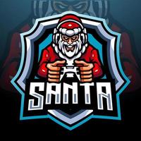Santa gamer mascotte. esport logo design vettore