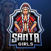 Santa ragazze mascotte. esport logo design vettore