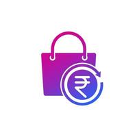indiano rupia cashback icona con un' Borsa vettore