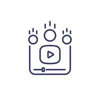 video monetizzazione icona, linea vettore