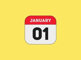 gennaio 1 calendario promemoria. 1 ° gennaio quotidiano calendario icona modello. calendario 1 ° gennaio icona design modello. vettore illustrazione