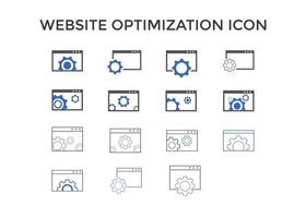 sito web ottimizzazione icone. sito web pagina sviluppo simbolo icona. concetto per SEO e ragnatela design vettore