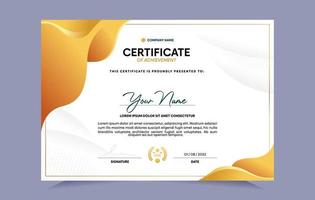 oro certificato di realizzazione modello impostato con oro distintivo e confine. per premio, attività commerciale, e formazione scolastica necessità. vettore illustrazione