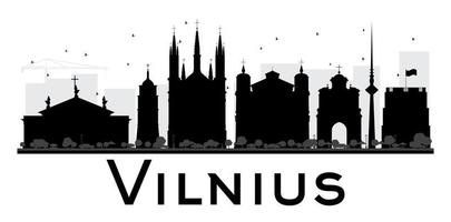 vilnius città orizzonte nero e bianca silhouette. vettore