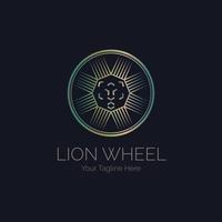 Leone ruota cerchio lusso logo modello design per marca o azienda e altro vettore