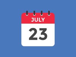 luglio 23 calendario promemoria. 23 luglio quotidiano calendario icona modello. calendario 23 luglio icona design modello. vettore illustrazione