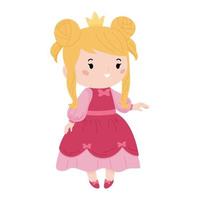 bellissimo kawaii Principessa su bianca sfondo. cartone animato personaggi per Fata racconto. carino rosa vestito con archi. vettore illustrazione.