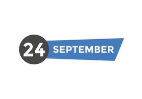 settembre 24 calendario promemoria. 24 settembre quotidiano calendario icona modello. calendario 24 settembre icona design modello. vettore illustrazione