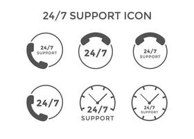 impostato di 24 7 supporto icone vettore illustrazione supporto simbolo per sito web o azienda
