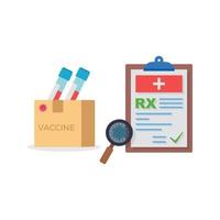 medicina farmacia concetto, rx medico prescrizione vaccino illustrazione. vettore