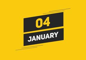 gennaio 4 calendario promemoria. 4 ° gennaio quotidiano calendario icona modello. calendario 4 ° gennaio icona design modello. vettore illustrazione