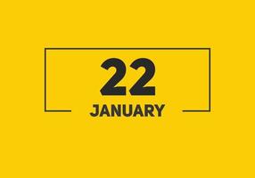 gennaio 22 calendario promemoria. 22 gennaio quotidiano calendario icona modello. calendario 22 gennaio icona design modello. vettore illustrazione