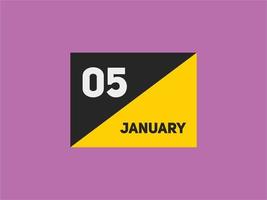 gennaio 5 calendario promemoria. 5 ° gennaio quotidiano calendario icona modello. calendario 5 ° gennaio icona design modello. vettore illustrazione