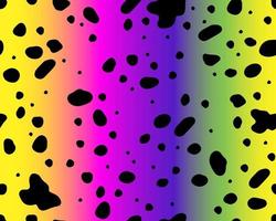 luminosa arcobaleno dalmata modello senza soluzione di continuità modello. nero irregolare macchie animale Stampa. vettore sfondo.