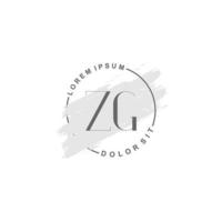 iniziale zg minimalista logo con spazzola, iniziale logo per firma, nozze, moda. vettore