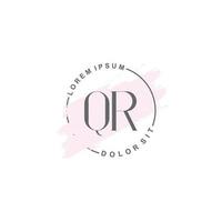 iniziale qr minimalista logo con spazzola, iniziale logo per firma, nozze, moda. vettore