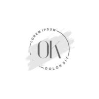 iniziale ok minimalista logo con spazzola, iniziale logo per firma, nozze, moda. vettore