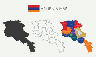 alto dettagliato vettore carta geografica di Armenia. frontiere e nomi di il province.