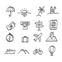 set di icone di viaggio illustrazione vettoriale disegnato a mano isolato su sfondo bianco line art.