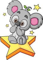 il koala è contento guardare il stelle e seduta su il stella vettore