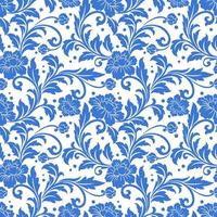 blu monocromatico fiore ornamento senza soluzione di continuità modello. vettore