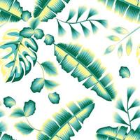 alla moda Banana le foglie impianti con Monstera foglia fogliame senza soluzione di continuità tropicale modello. colorato elegante tropicale modello struttura. bellissimo colore natura modello. esotico tropici. estate sfondo vettore