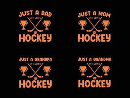 appena un' papà mamma Nonno nonna chi gli amori hockey t camicia design vettore