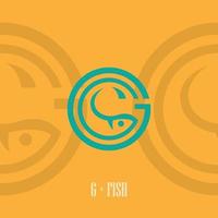 logo design combinando lettera g e pesce, lettera g logo e pesce icona, adatto per marca loghi vettore