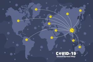 covid-19 mappa di diffusione globale dalla Cina vettore