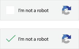 io am non robot su bianca sfondo. captcha io am non un' robot computer codice. sito web sicurezza modulo cartello. Internet sicurezza concetto. piatto stile. vettore