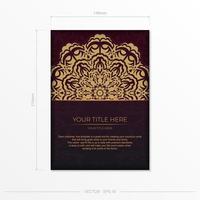 lussuoso Borgogna cartoline con Vintage ▾ modelli. vettore invito carta con mandala ornamento design.