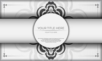 bianca sfondo bellissima vettore mandala modelli con Vintage ▾ ornamenti e posto sotto testo. pronti per la stampa invito design con mandala ornamento.