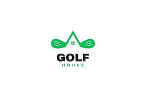 piatto golf bastone Casa logo icona vettore illustrazione idea
