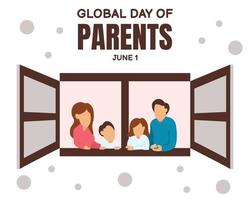 illustrazione vettore grafico di un' famiglia è guardare a il Visualizza a partire dal il finestra, Perfetto per globale giorno di genitori, celebrare, saluto carta, eccetera.