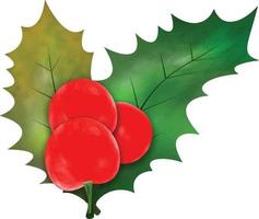 Natale simbolo vettore illustrazione. Natale agrifoglio le foglie e rami con inverno rosso frutti di bosco acquerello vettore illustrazione per decorativo elemento. vettore impostato di Natale sempreverde agrifoglio le foglie.