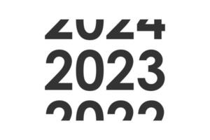 2023 contento nuovo anno logo testo design modello. vettore illustrazione con nero etichette isolato su bianca sfondo.