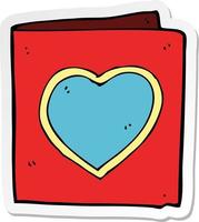 adesivo di una carta del cuore di amore del fumetto vettore