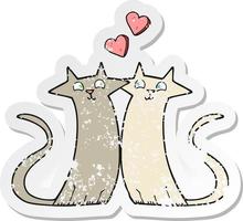 retrò afflitto etichetta di un' cartone animato gatti nel amore vettore