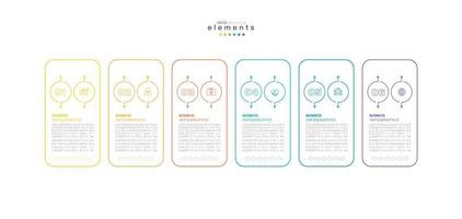 illustrazione vettoriale modello di progettazione infografica con icone e 6 opzioni o passaggi. può essere utilizzato per processi, presentazioni, layout, banner, grafici informativi.