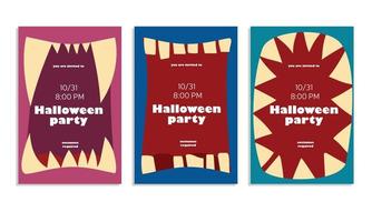 invitare carta con mostro bocca per Halloween. carta con pauroso denti. posto per testo. semplice minimo vettore illustrazione