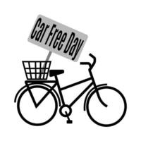 auto gratuito giorno, idea per un' manifesto o striscione, un' schematico Immagine di un' bicicletta vettore