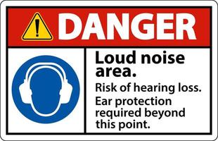 Pericolo forte rumore la zona rischio di udito perdita cartello vettore