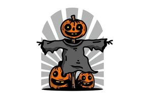 pauroso Halloween zucca illustrazione design vettore