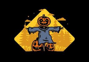 pauroso Halloween zucca illustrazione design vettore