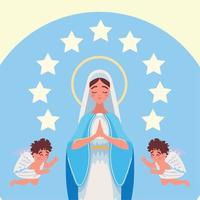 vergine Maria e angeli vettore