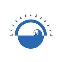 sole e onde spiaggia astratto vettore logo design