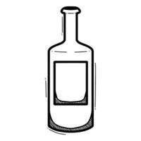 vettore illustrazione di bottiglia di vino nel scarabocchio stile, bottiglia icona isolato nel bianca sfondo