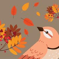 uccello e autunno impianti vettore